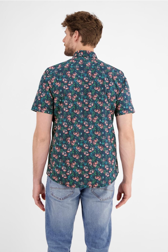 STRETCH POPLIN OVERHEMD BLOEM MOTIEF 2542326 331 EARTH RED